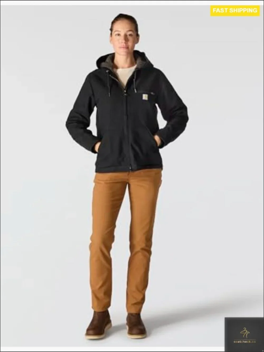 Insulated Canvas Sherpa Lined Utility Jacket Quilted Nylon Sleeves Work
